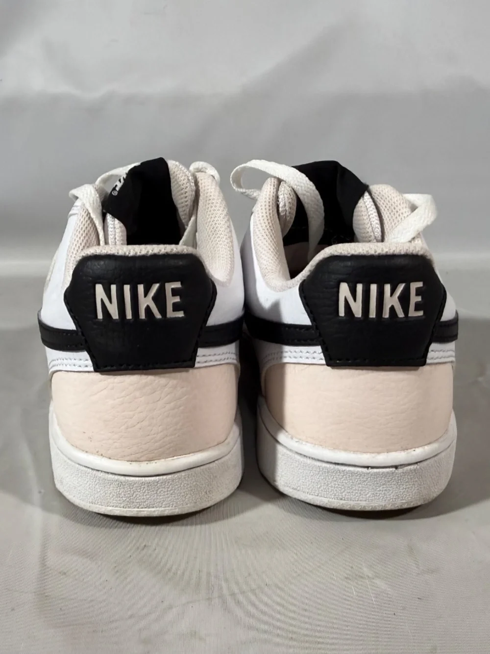 Nike Court Vision Low White Light Soft Pink Black Low Top Sneaker Sz 7 FD02585
